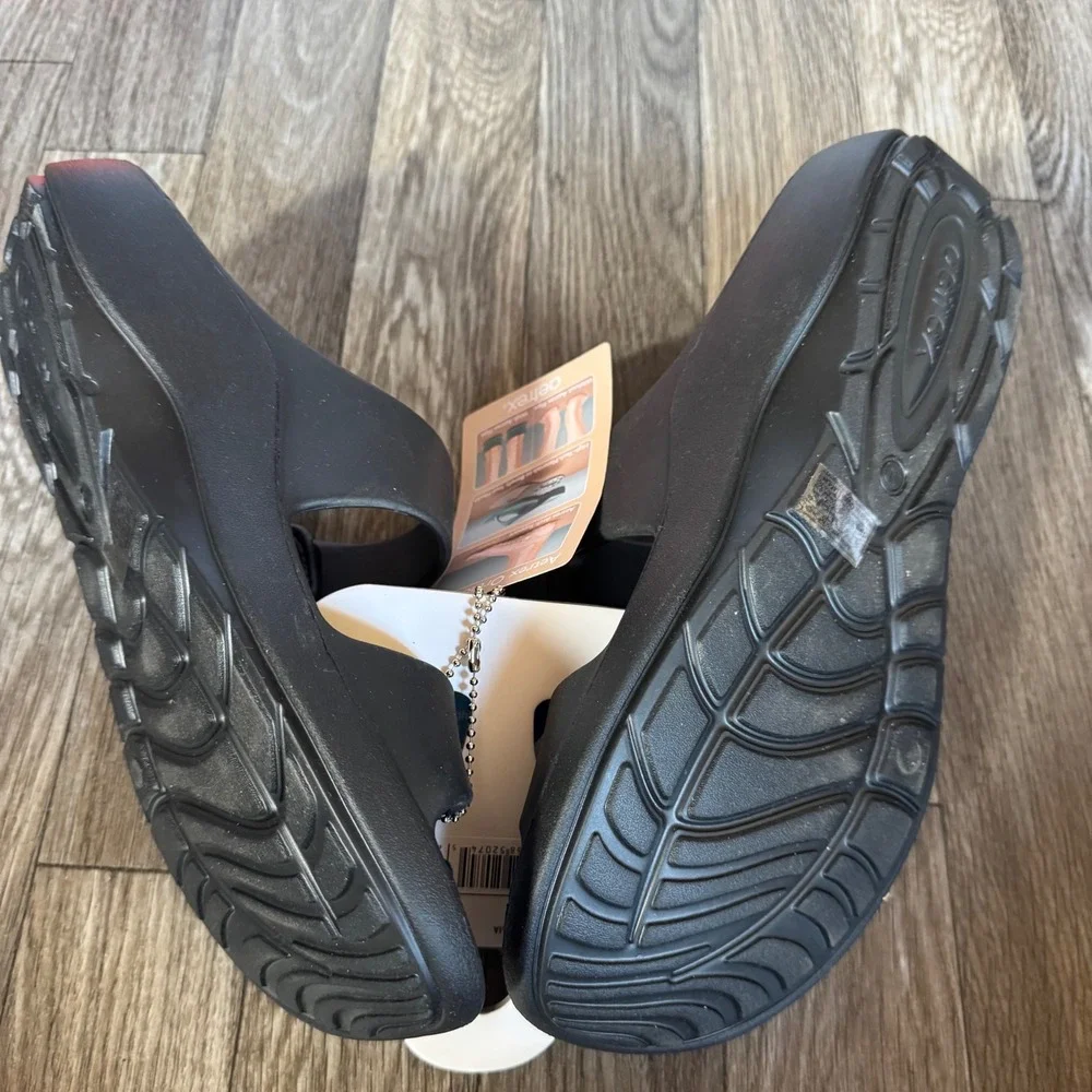 Aetrex Kaia Slide Sandals Women Size 10 Black Orthotic SkyTech Collection NEW